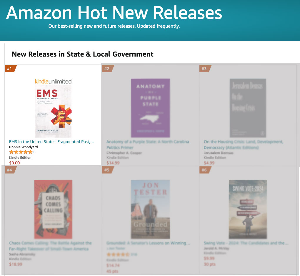 EMS in the United States ranked #1 in Amazon's New Releases in State and Local Government