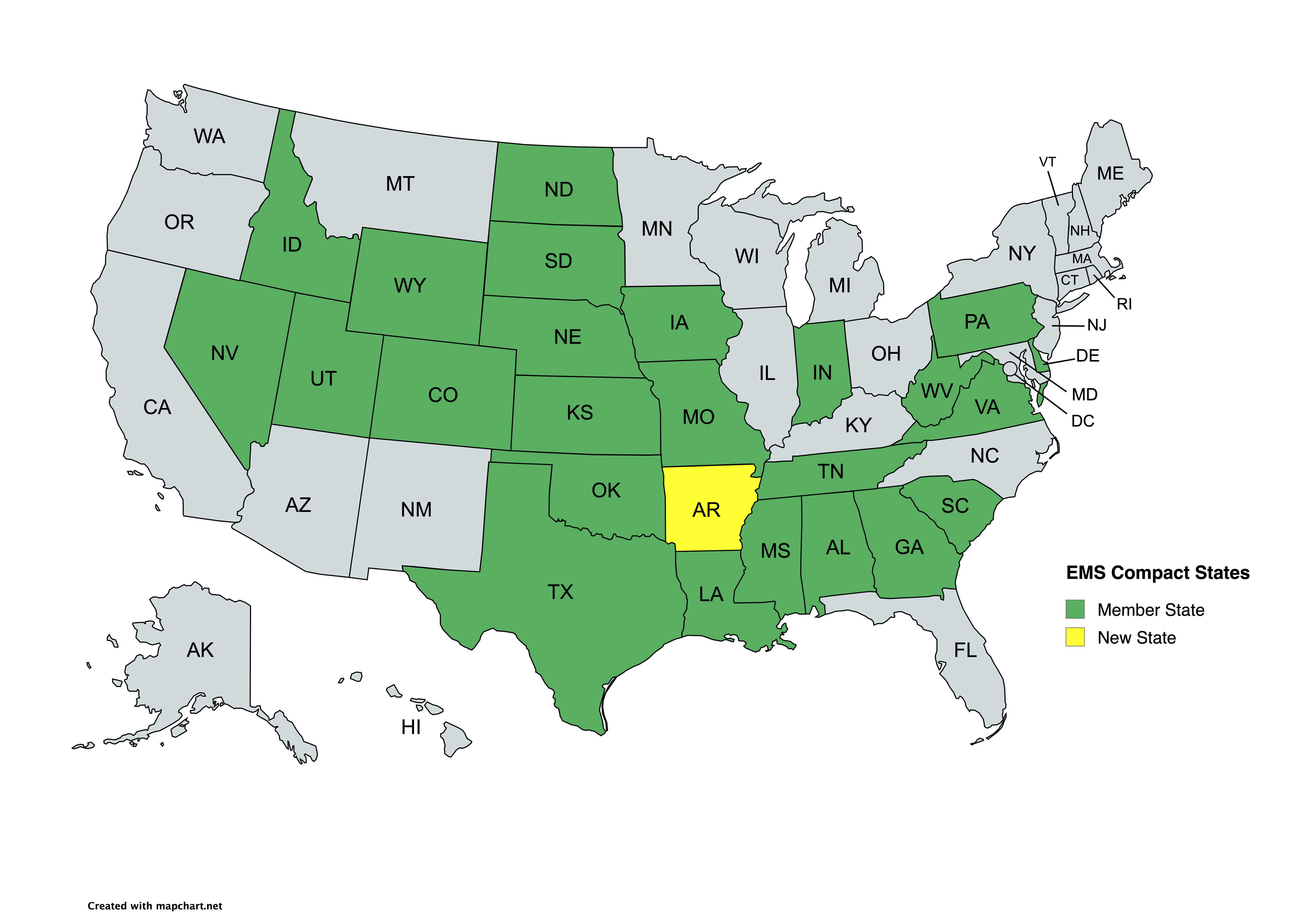 EMS Compact 25-State Map