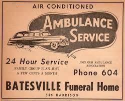 Vintage funeral home ambulance
